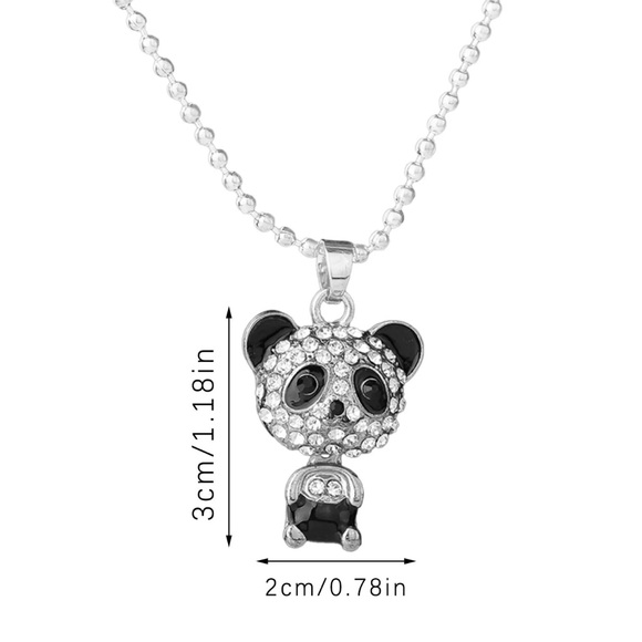 Cute PandaWith Flash Diamond Necklace Trendy Clavicle Chain Temperament Hanging - Picture 2 of 5